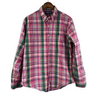 Polo Ralph Lauren Long Sleeve Shirt Pink Green Plaid Large